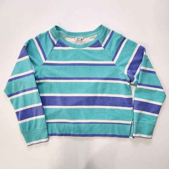 Wildfox Striped Sweatshirt Womens Size M Blue Aqua Soft Terry Cloth - Picture 3 of 7
